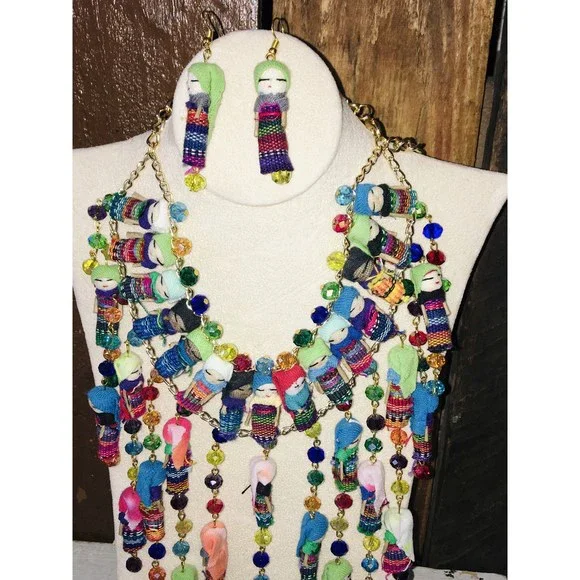 New Mexican Worry Dolls Statement Necklace - Picture 2 of 3